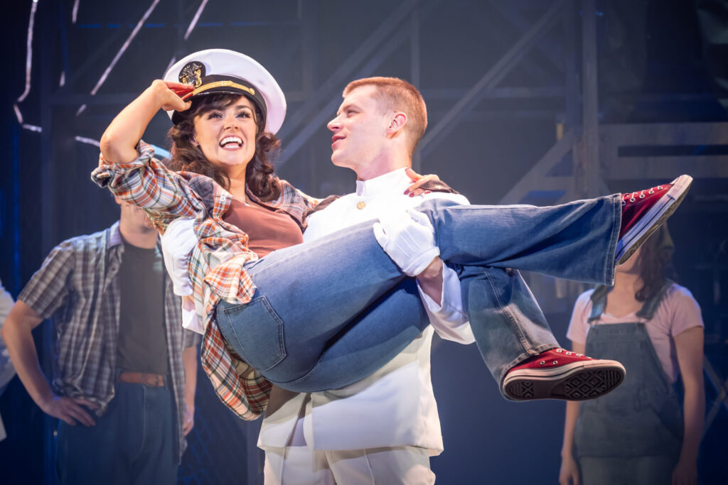 Georgia Lennon as Paula Pokrifki and Luke Baker as Zack Mayo in An Officer and a Gentleman musical