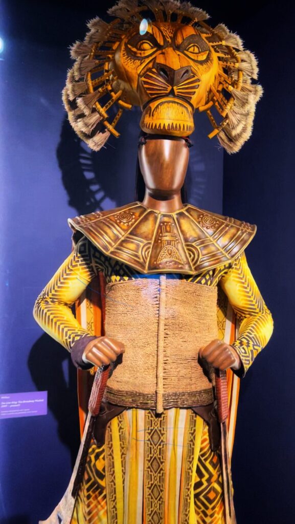Mufsa Mufasa costume from the Lion King musical at Disney 100 Exhibition