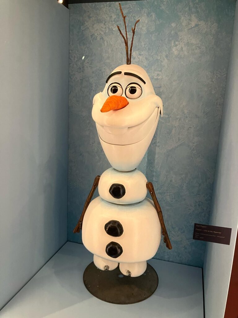 Olaf Olaf on display at Disney 100 Exhibition