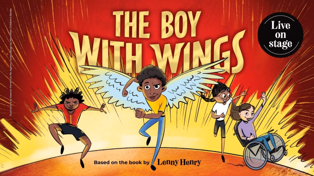 Actor portraying Tunde mid-transformation with wings emerging