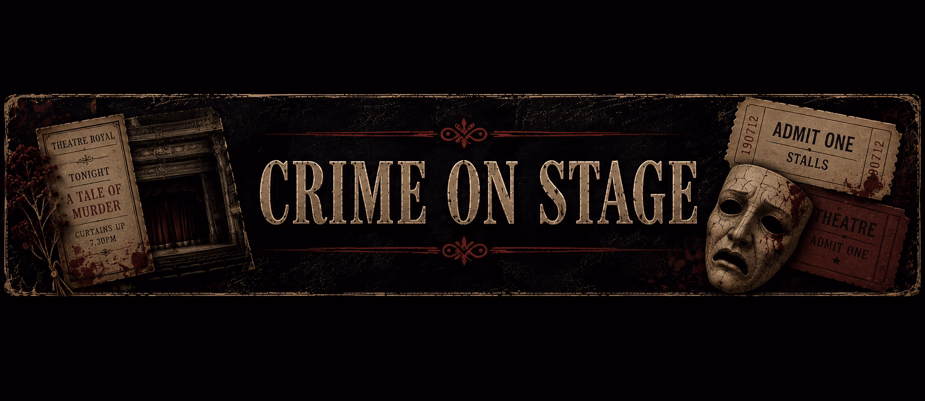 Crime on Stage section banner for true crime theatre and stage productions on Clarissa’s Corner