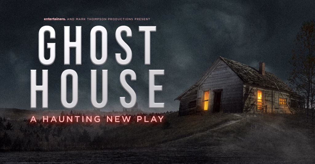 Ghost House A Haunting New Play artwork showing a remote house at night