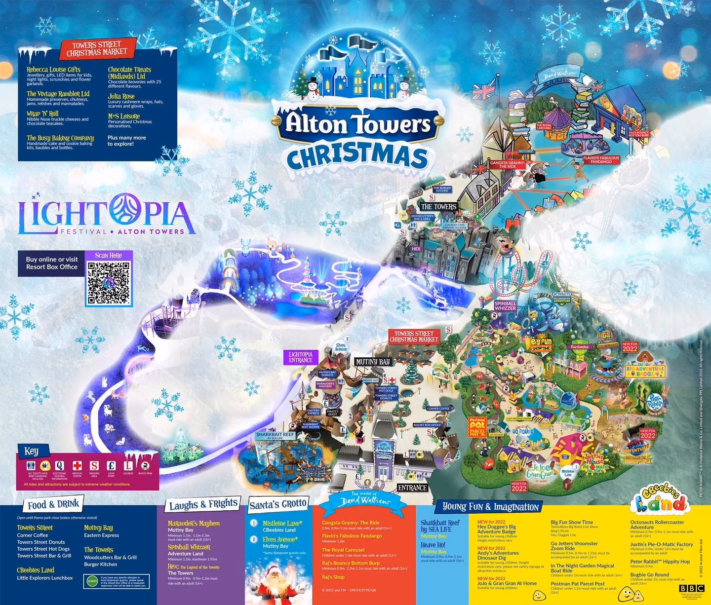 Alton Towers Christmas 2026 festive map and attractions