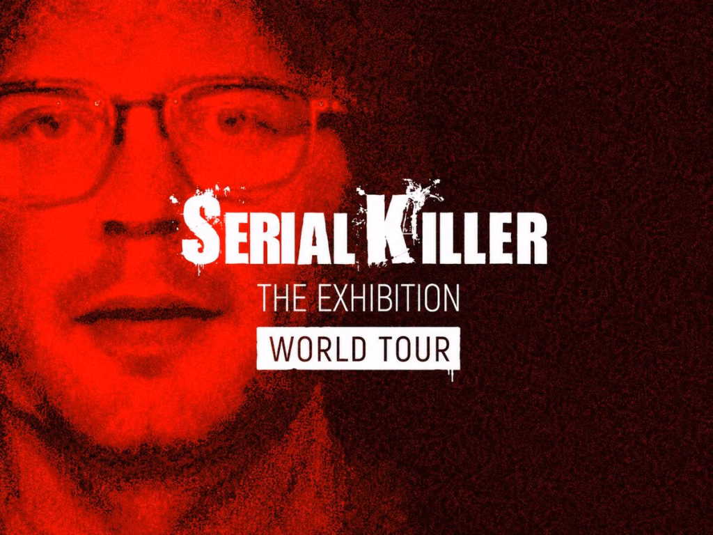 Serial Killer: The Exhibition World Tour promotional artwork in red and black