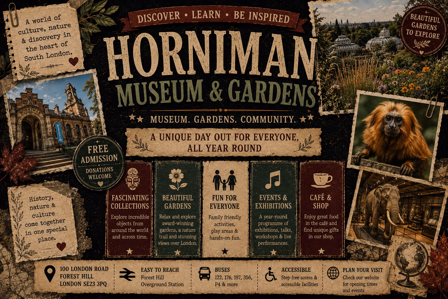 Horniman Museum and Gardens visitor guide artwork