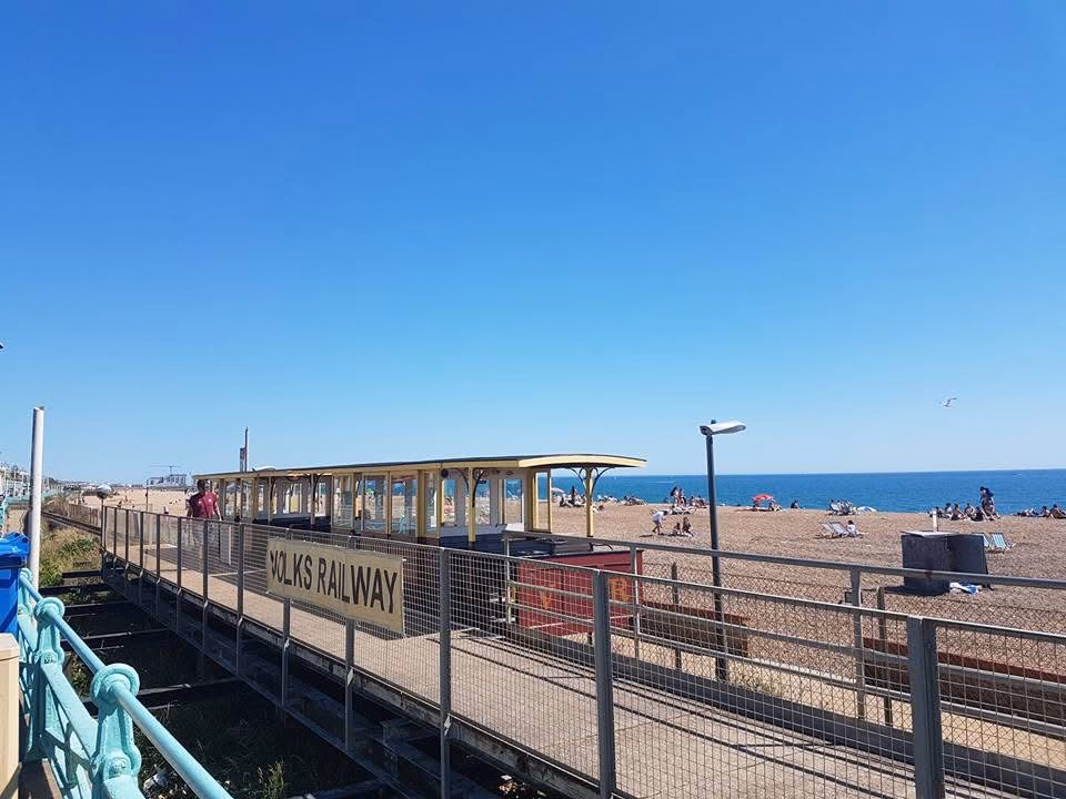 Volk’s Electric Railway running along Brighton seafront