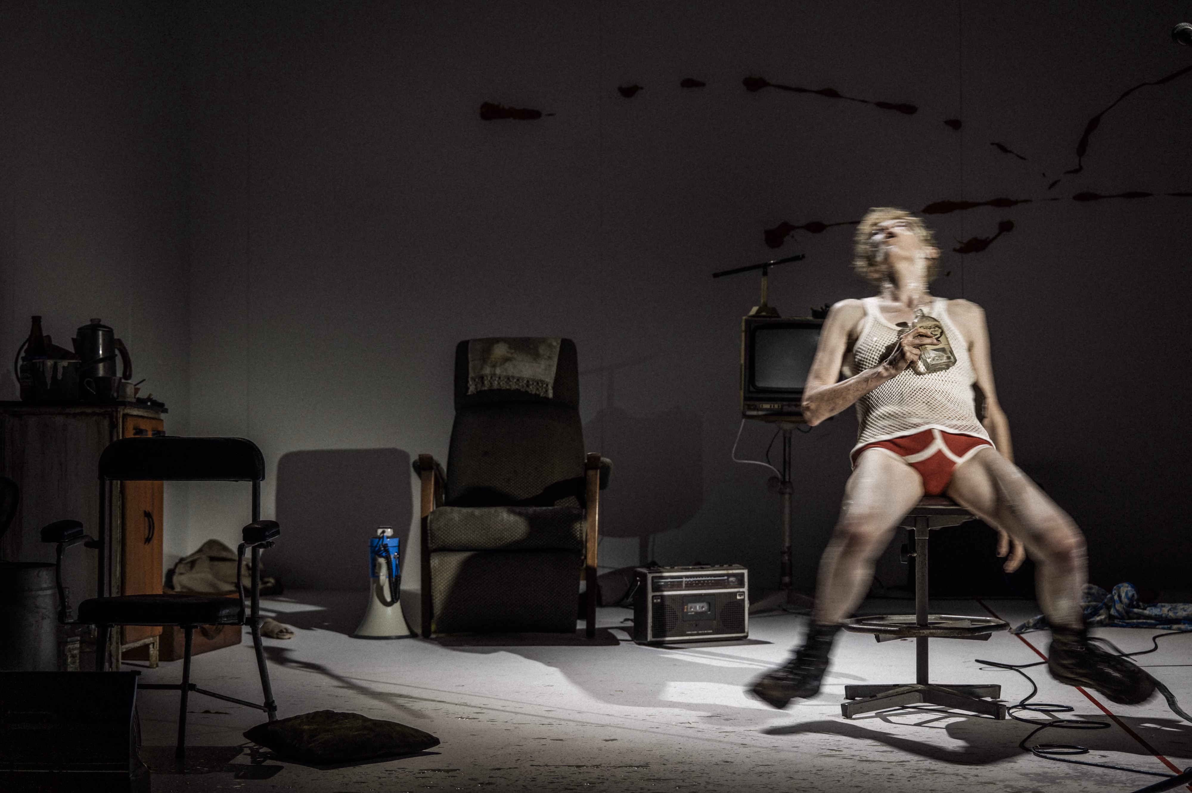 Tilda Swinton as Ella/Max in Man to Man at the Royal Court Theatre