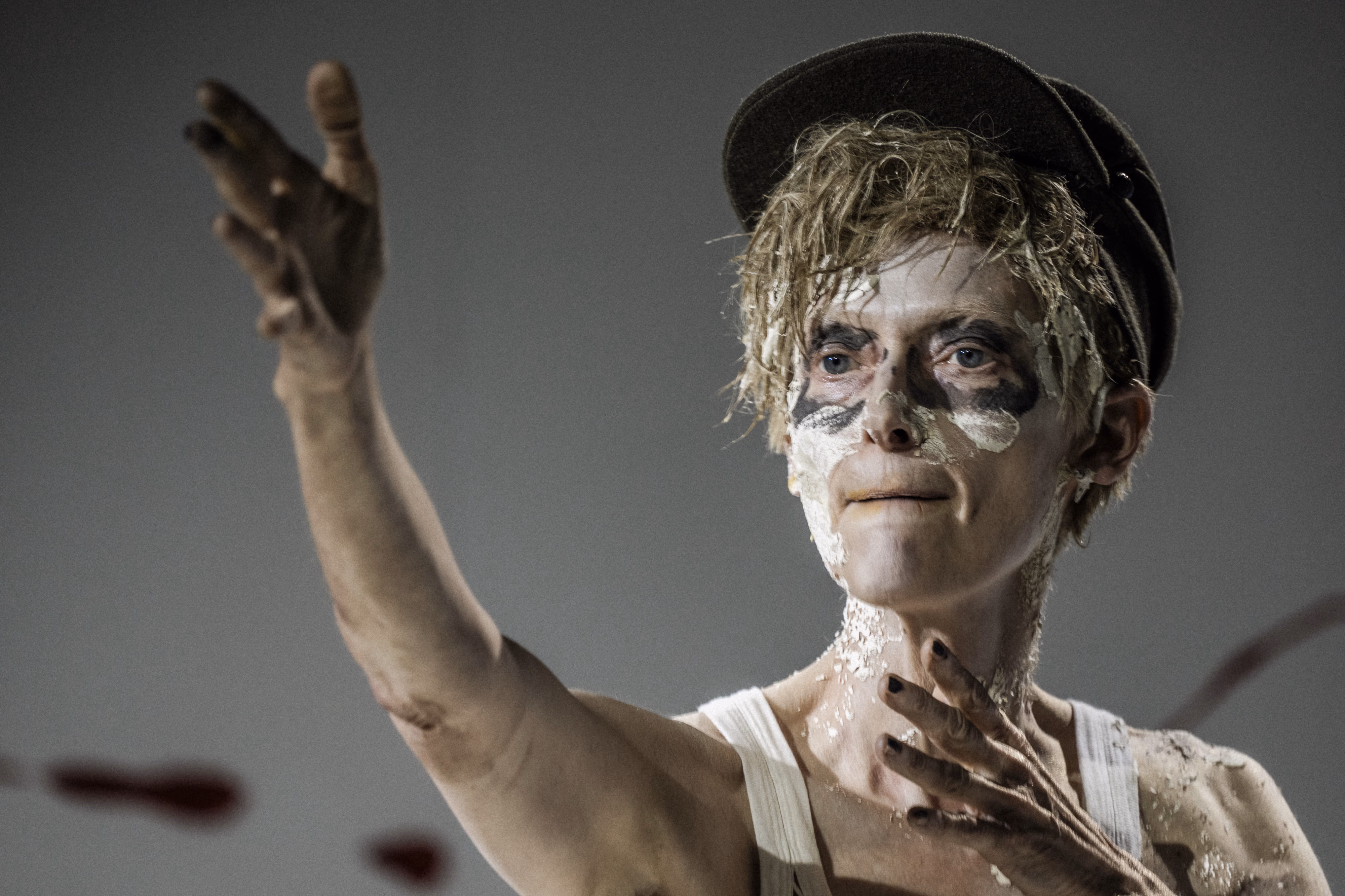 Close-up production portrait of Tilda Swinton as Ella/Max in Man to Man