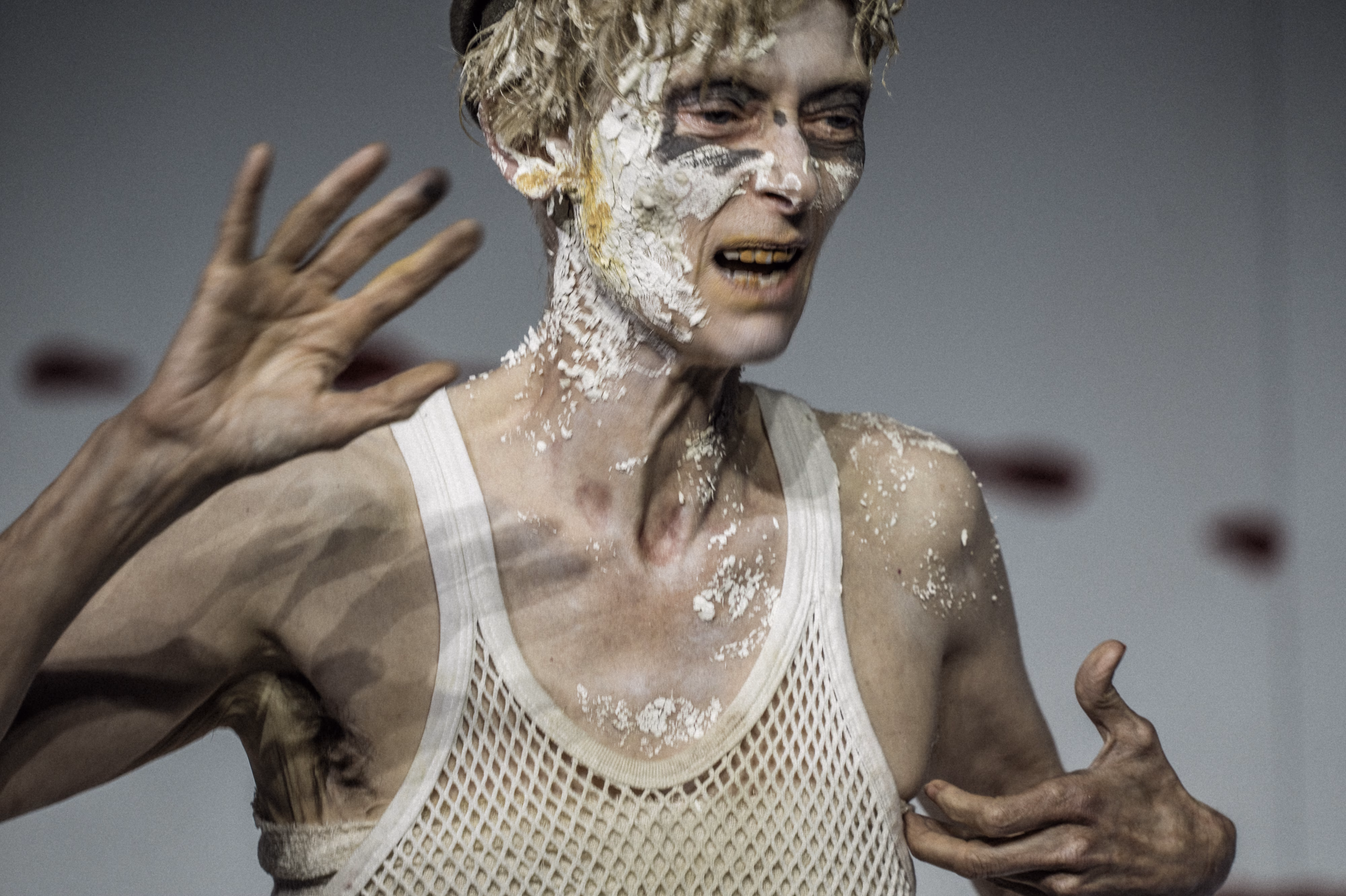 Tilda Swinton as Ella/Max in a production portrait from Man to Man