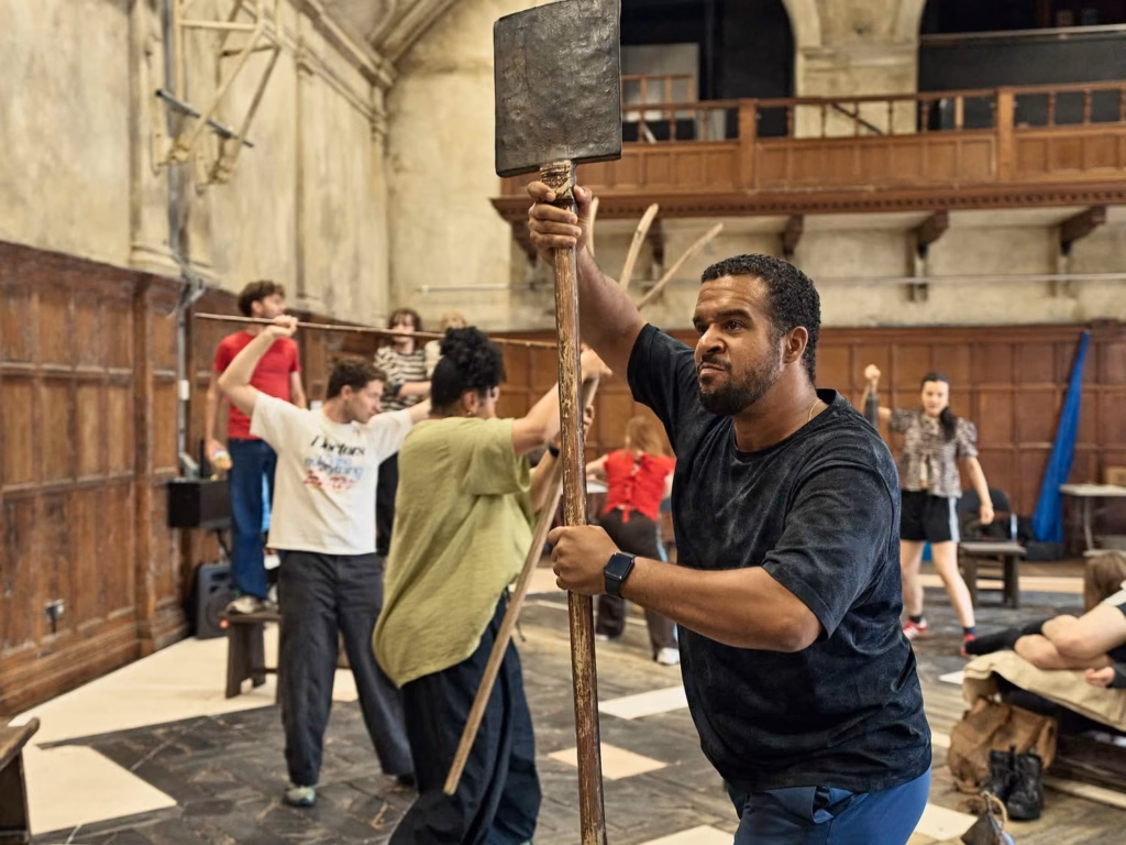 Martin Guerre rehearsal company gathered in the rehearsal room